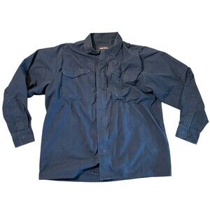 True-Spec Mens Shirt Blue Black L Snap Up Tactical Outdoors Distressed